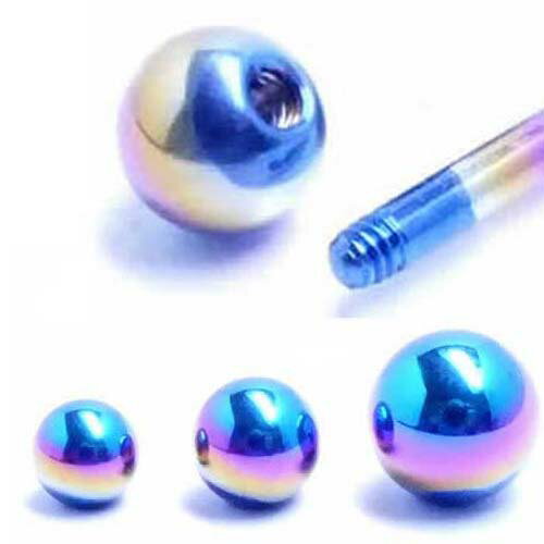 ［14G用 ボディピアス用ネジパーツ］ レインボーチタンネジボール/14ゲージ 14G 虹色 チタン キャッチ ..