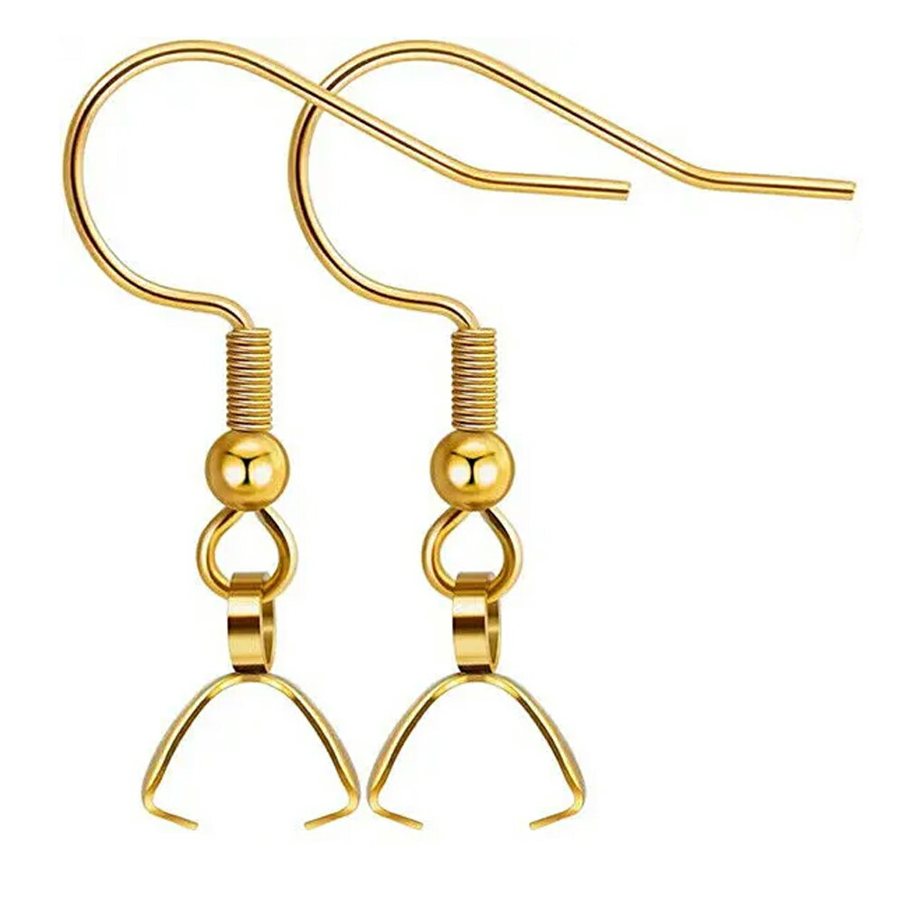DIY用 バチカン付き ゴールドステンレスフックパーツ ピアスパーツ 1ペア販売 アメリカンピアス フックピアス ベイル ステンレスピアス メンズ レディース ...