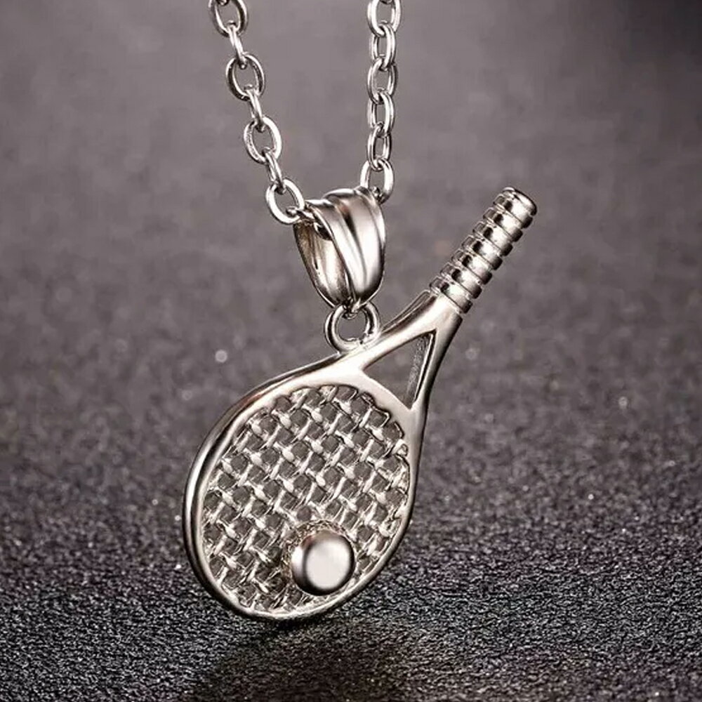 テニスボールとラケットネックレス(50cmのステンレスチェーン付き) サージカルステンレス316L ペンダントトップ パーツ メンズ レディース チョーカー プ...