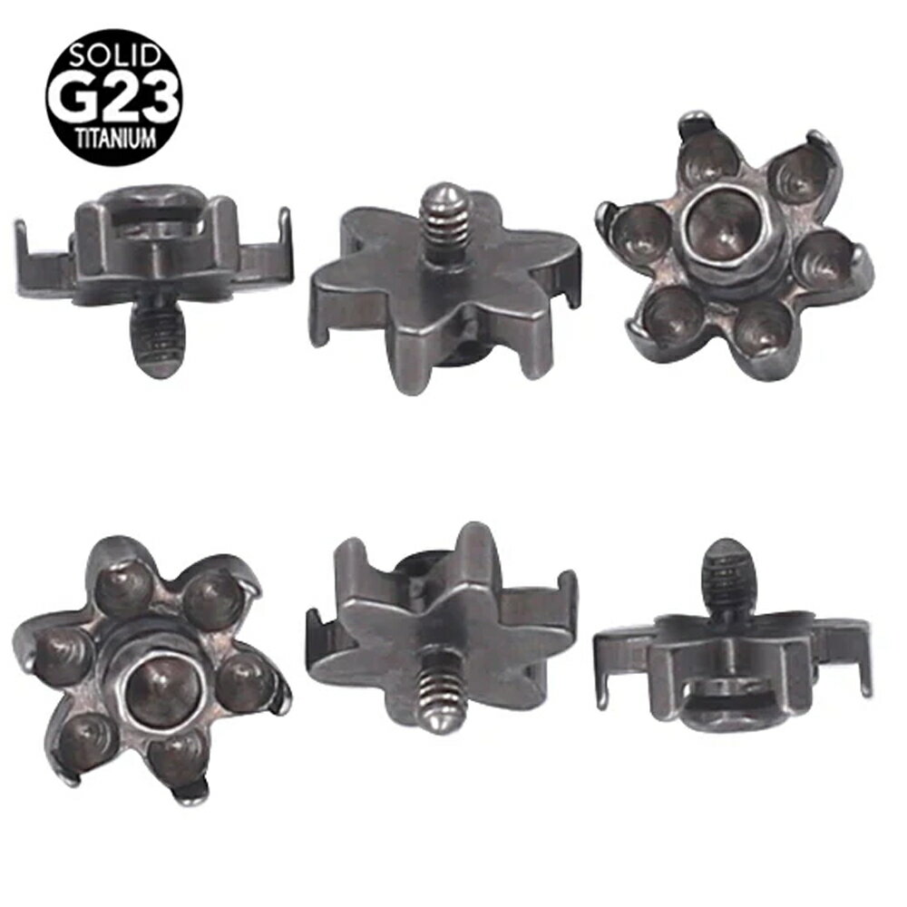 [DIY用 14G 内ネジ ボディピアス キャッチ] チタングレード23 ストーンなしフラワーインターナルネジパ..