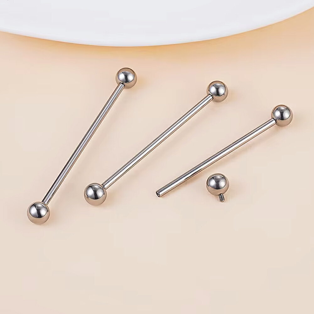[内ネジ 16G インダストリアル 長いバーベル] 内径の長いバーベル インターナル 逆ネジタイプ 16ゲージ ボディピアス サージカルステンレス316L ロングバーベル ストレートバーベル 軟骨 耳たぶ つなぐ メンズ レディース ファーストピアス シンプル プレーン 定番