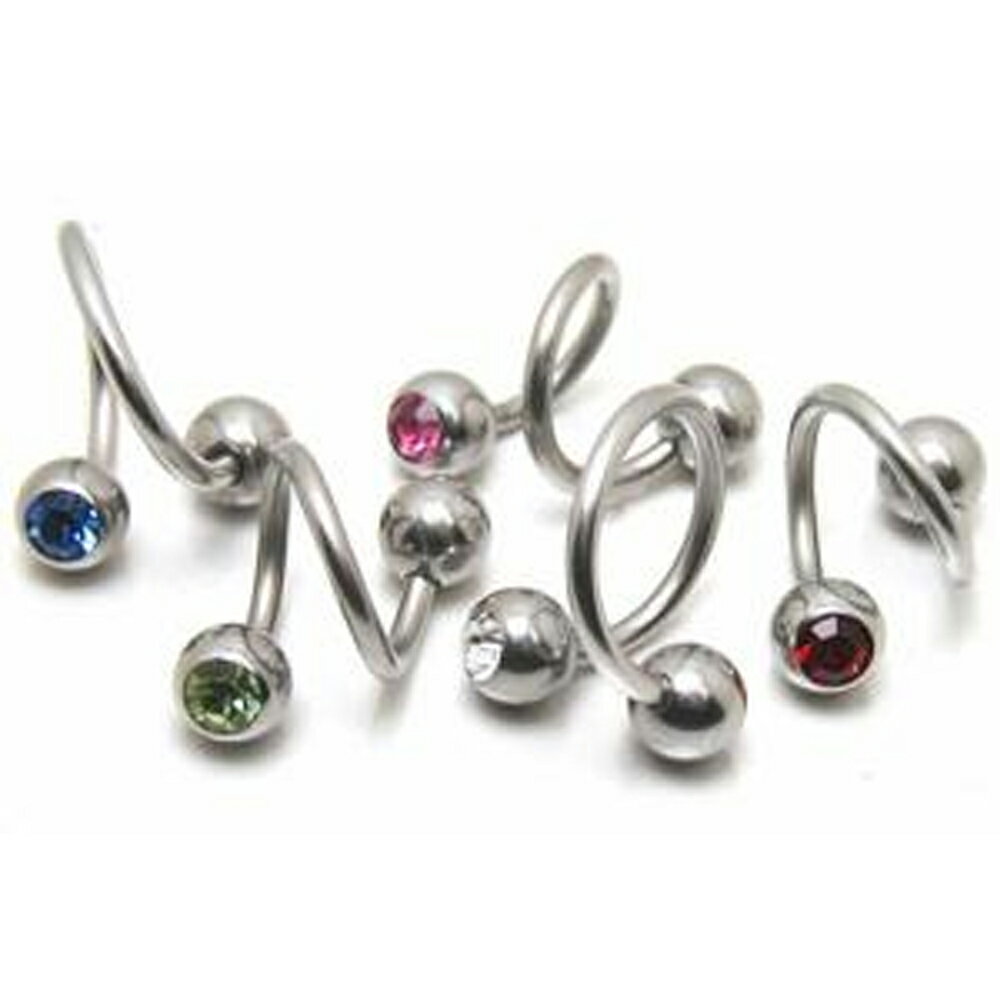 [ 16G スパイラルバーベル ] ジュエルボール ラインストーン ジルコニア スパイラル ツイストバーベル 16ゲージ 16GA ボディピアス サージカルステンレス316L メンズ レディース 回る スクリュー スクリュウ ネジパーツ へそ 耳 軟骨 クチ 口 臍 ヘリックス 回転