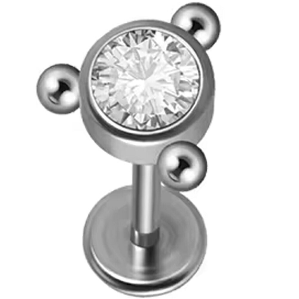 [ 20G 差しこむタイプ ] マーヤ プッシュピンラブレット スタッド 1個販売 ボディピアス 20ゲージ 0.8mm 20ga サージカルステンレス316L製 銀色 シルバー キュービックジルコニア ジュエル ストーン 石付き インターナル ネジ無し 螺子無し 丸玉 ラウンドボール