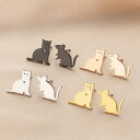 猫と鼠 ステンレスピアス(1ペア) 両耳 ファッションピアス ハート ねずみ ネズミ マウス ネコ キャット ペット アニマル 動物 男 女 贈答 シルバー メンズ レディース 男性 女性 20G 20ゲージ 耳 軟骨 キャッチピアス スタッドピアス 入学式 結婚式 可愛い 窮鼠猫を噛む