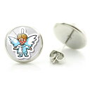 14mm カボションピアス (エンジェル) 1ペア 樹木 クリスマスツリー 12月 サンタクロース エンジェル キューピッド キューピット 白色 ホワイト イベ...