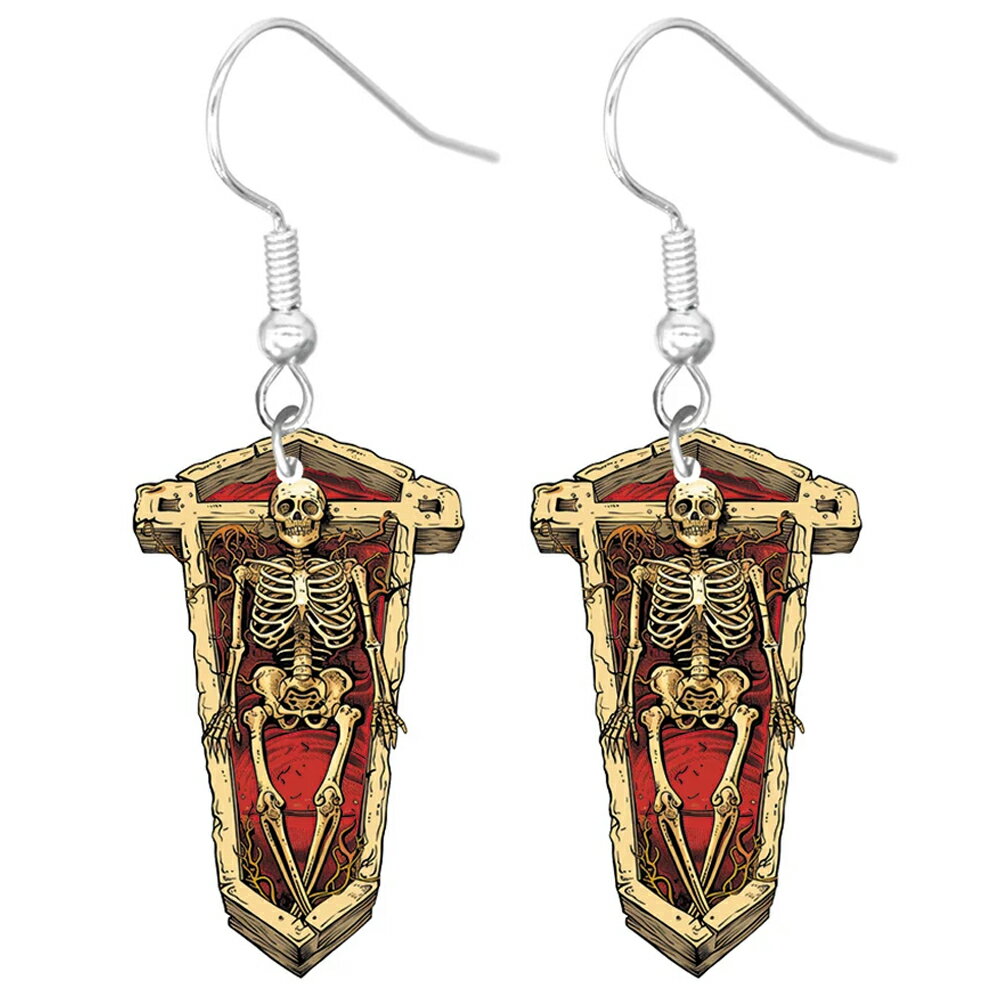 埋葬スカル フックピアス 1ペア販売 アメリカンピアス 20G 20ゲージ ファッションピアス 不気味 棺桶 墓地 ドクロ 髑髏 骸骨 ガイコツ 棺桶 血液 面白い ユニーク おもしろい メンズ レディース プレゼント ハロウイーン クリスマス ギフト 仮装 お化け屋敷 スタッフ