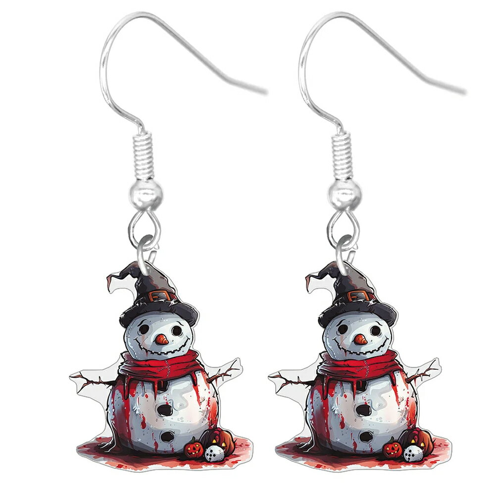 血だらけのスノーマン フックピアス 1ペア販売 アメリカンピアス 20G 20ゲージ ファッションピアス 不気味 クリスマス ジャックランタン 南瓜 かぼちゃ 雪だるま ゆきだるま ユニーク おもしろい メンズ レディース プレゼント ハロウイーン ギフト 仮装 お化け屋敷 スタッフ