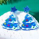 青いクリスマスツリーピアス 1ペア販売 メンズ レディース クリスマス 星 スター ブルー 青色 キャッチピアス スタッドピアス 20G 20ゲージ 両耳 揺れる アクリル プラスチック 男性 女性 プレゼント デート 可愛い イベント