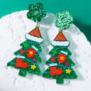 緑の花のクリスマスツリーピアス 1ペア販売 メンズ レディース クリスマス フラワー グリーン 緑色 キャッチピアス スタッドピアス 20G 20ゲージ 両耳 揺れる アクリル プラスチック 男性 女性 プレゼント デート 可愛い イベント