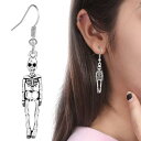 吊るされたスカル ステンレスピアス/1個 片耳 サージカルステンレス316L メンズ レディース 揺れる フックピアス 20G 20ゲージ ファッションピアス ...