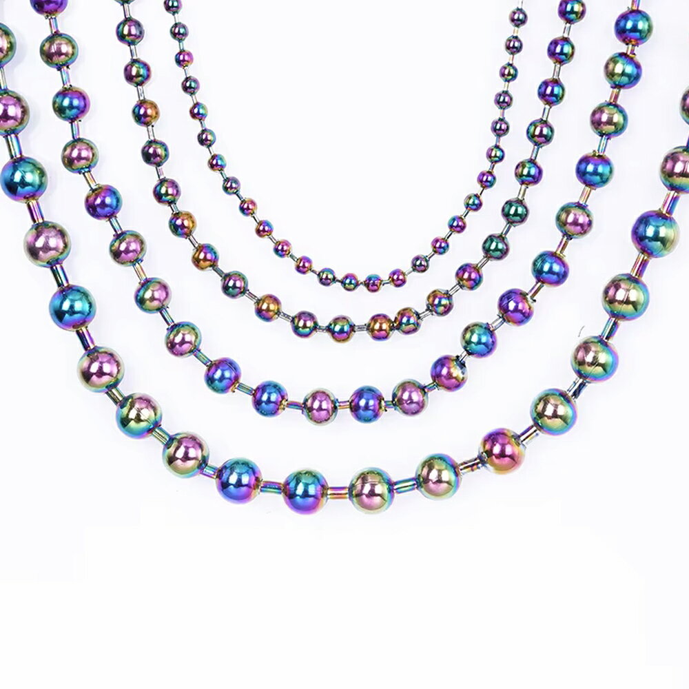 1.5mm レインボーボールチェーンネックレス 1個販売 ステンレスチェーン 細い ステンレスネックレス サージカルステンレス316L メンズ レディース ネックレスチェーン チョーカー プレゼント ギフト 首飾り シンプル プレーン 七色 長い 短い 虹色 細め スリム