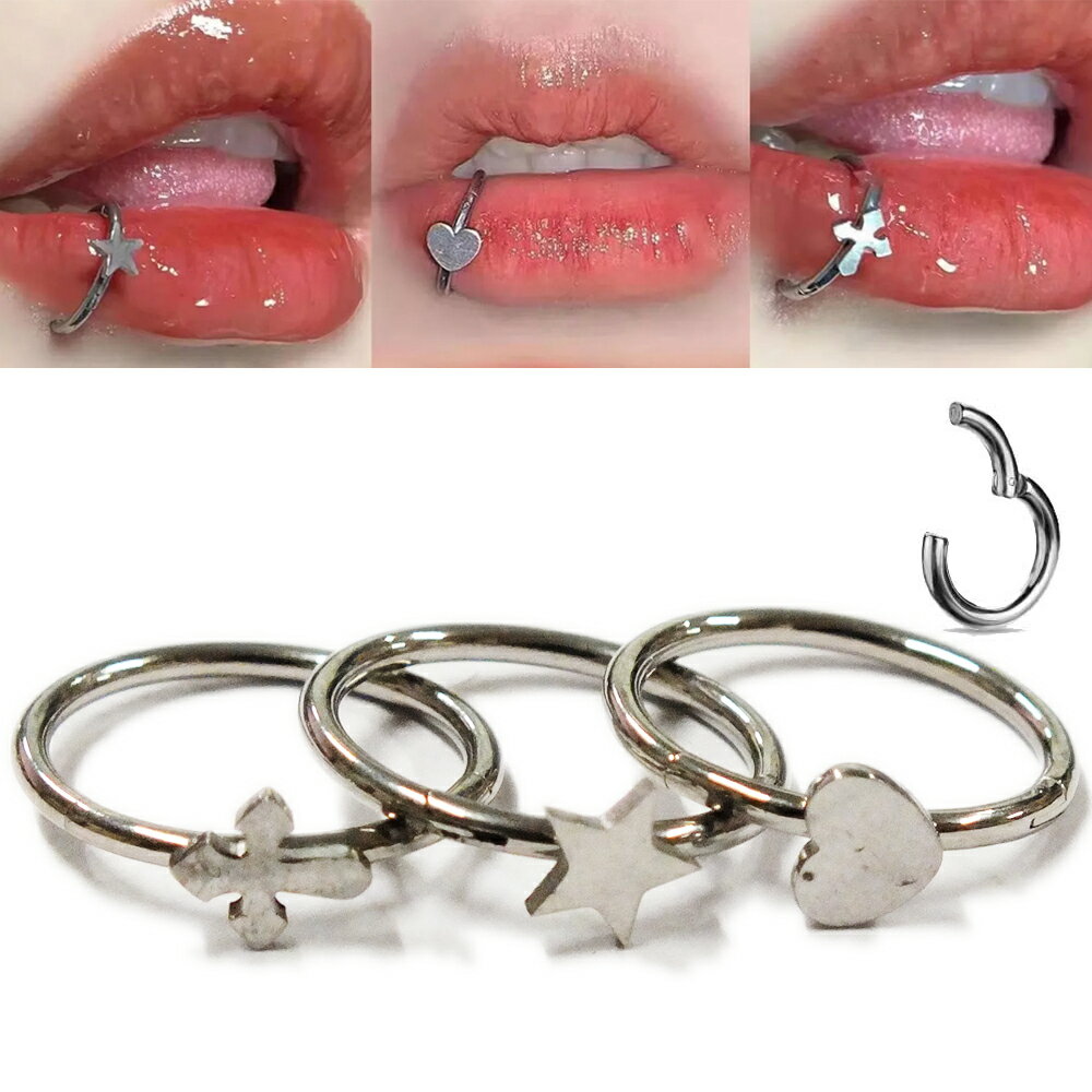[16G フープピアス型 ボディピアス] クロス ハート スターロック ルーク ダイス用クリッカー 軟骨ピア..