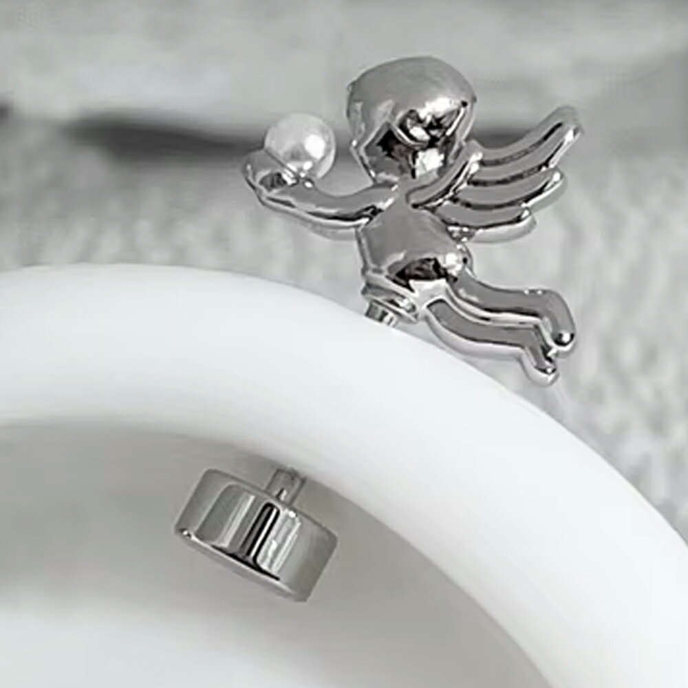 진주 천사 스트레이트 바벨 1 개 판매 나사 나사 남성 여성 20G 20 게이지 패션 귀걸이 황동 재미있는 귀여운 실버 은색 바디 귀걸이 천사 큐피드 이미 팅 진주 입체