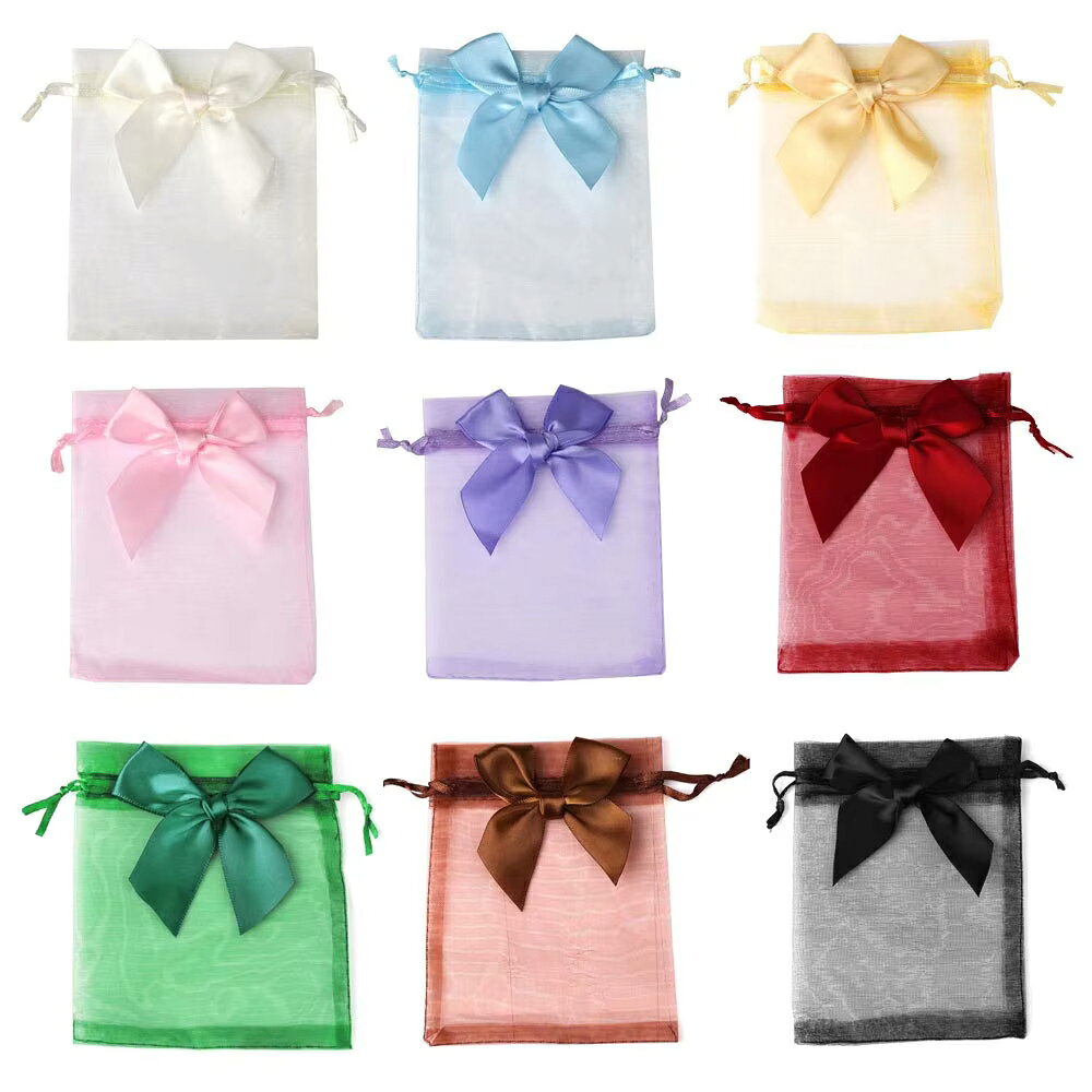 13cm x 18cm リボン付き オーガンジーアクセサリーギフト用巾着 1個販売 ギフト ラ...