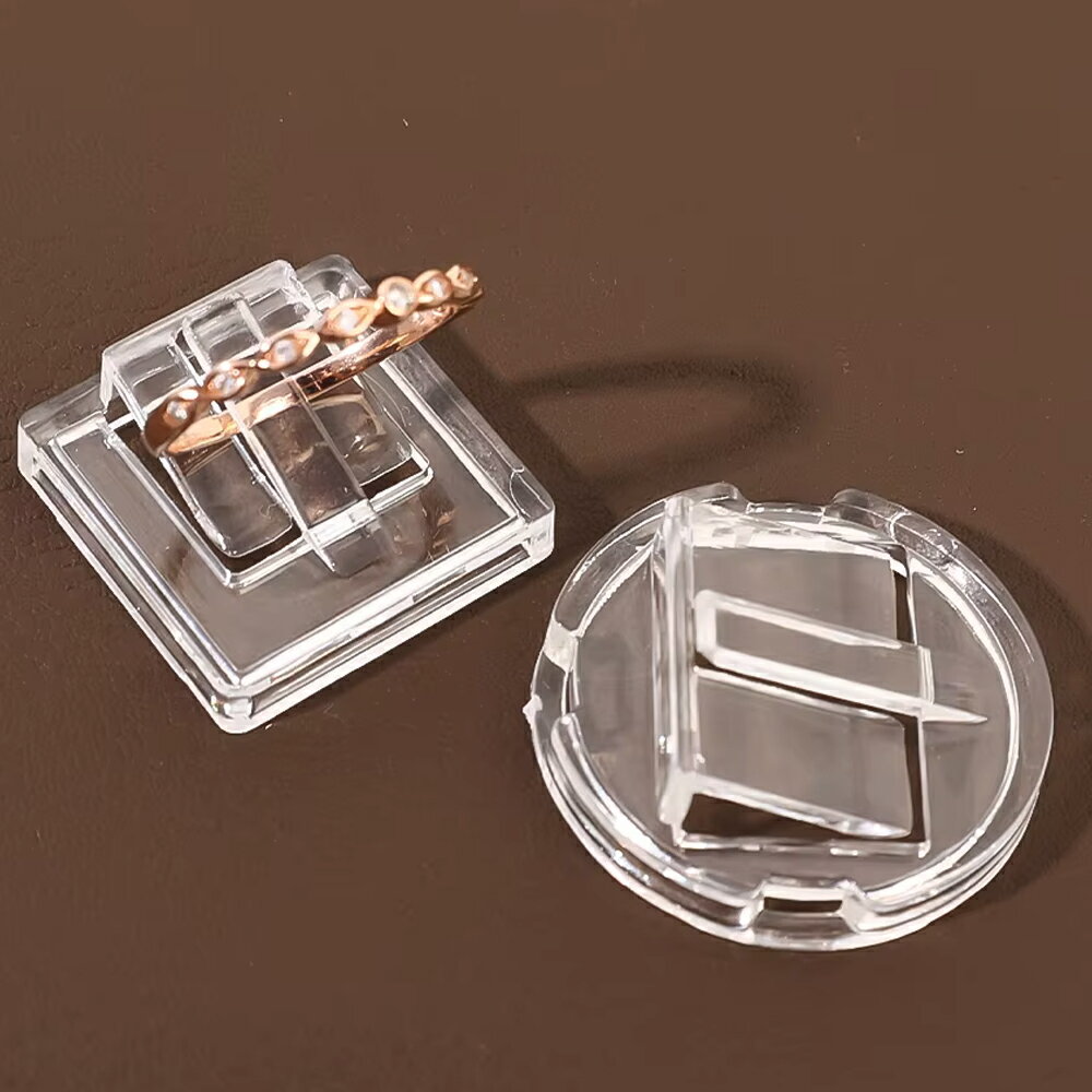 アクリルリングスタンド 1個販売 クリア 透明 丸型 四角形 激安 安い ディスプレイ 樹脂 店舗用 指輪たて リング立て 業者 プラスティック プラスチック ...