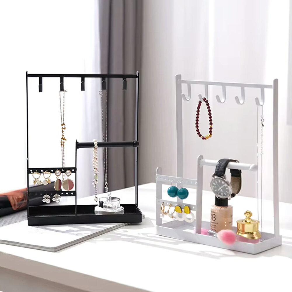 ピアス専門ショップGreen Piercingのジュエリースティールラック （ブラック）1個販売 アクセサリースタンド ホルダー ディスプレイ 店舗用に 什器 販売店 黒色 ネックレス チョーカー ピアス 時計 ウオッチ ブレスレット インテリア 雑貨 香水 化粧品 刷毛 メンズ レディース プレゼント 収納 リング 指輪｜アングル3