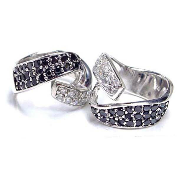アーチロイヤルジュエルリング サイズ/15号/16号/18号/19号 スターリングシルバー シルバー925 指輪 高級 メンズ レディース 男性 女性 プレゼント 人気 925刻印あり 婚約指輪 結婚式 ペアリング シルバーリング 石付き 黒色 ブラック クリスタル ジルコニア ストーン パベ(4)