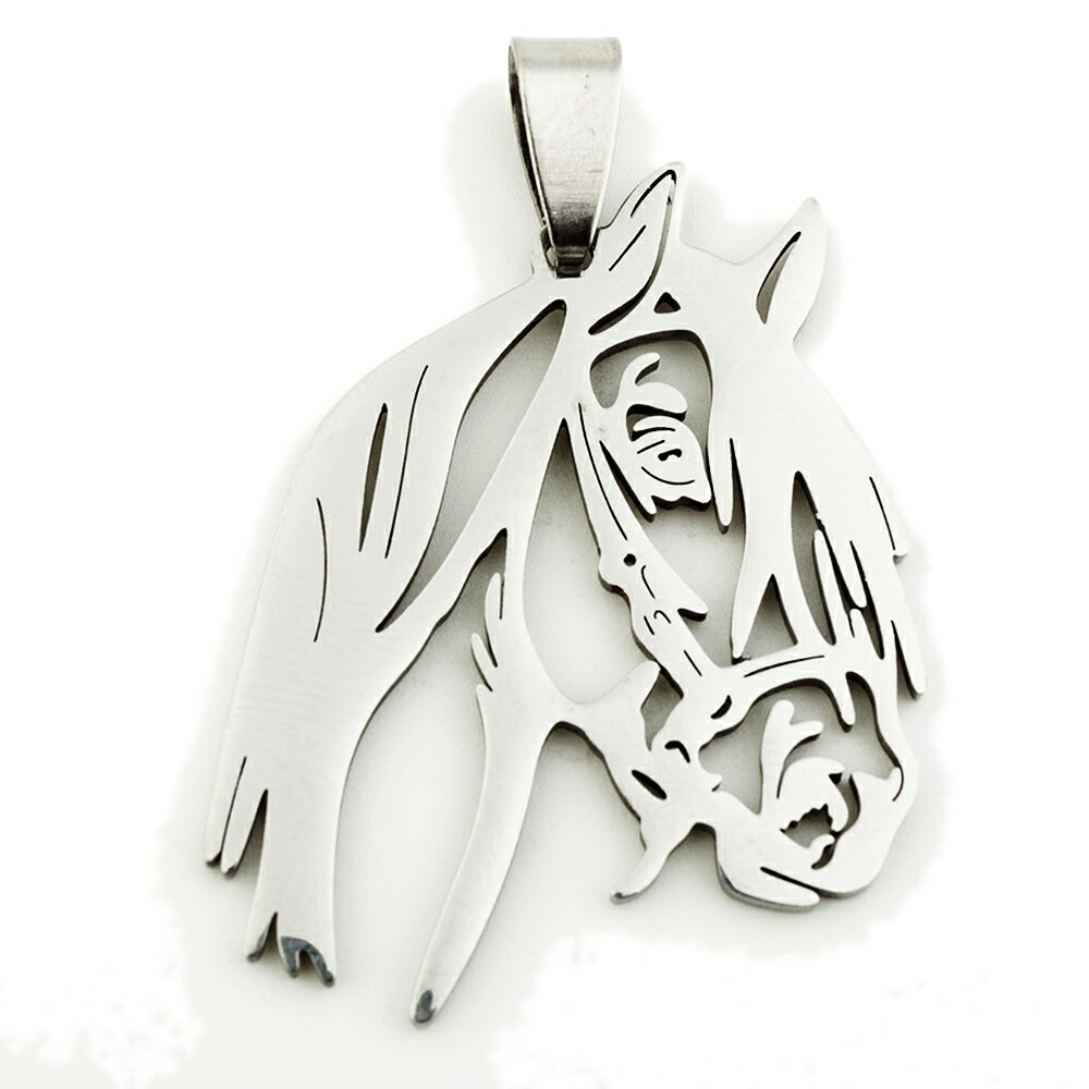 馬 ステンレスペンダントトップ 1個販売 メンズ レディース リアル ホース 顔 ウマ 午 干支 馬術 騎手 ジョッキー 競馬 サージカルステンレス316L ネ...