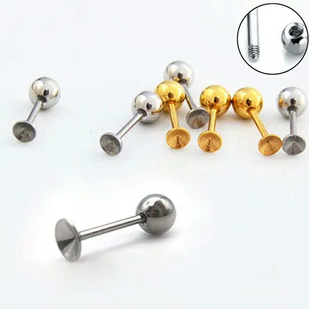 [DIY用 カボション用 ボディピアス] DIY ロート台座 ストレートバーベル 20G 20ゲージ 20Ga シャフト ..