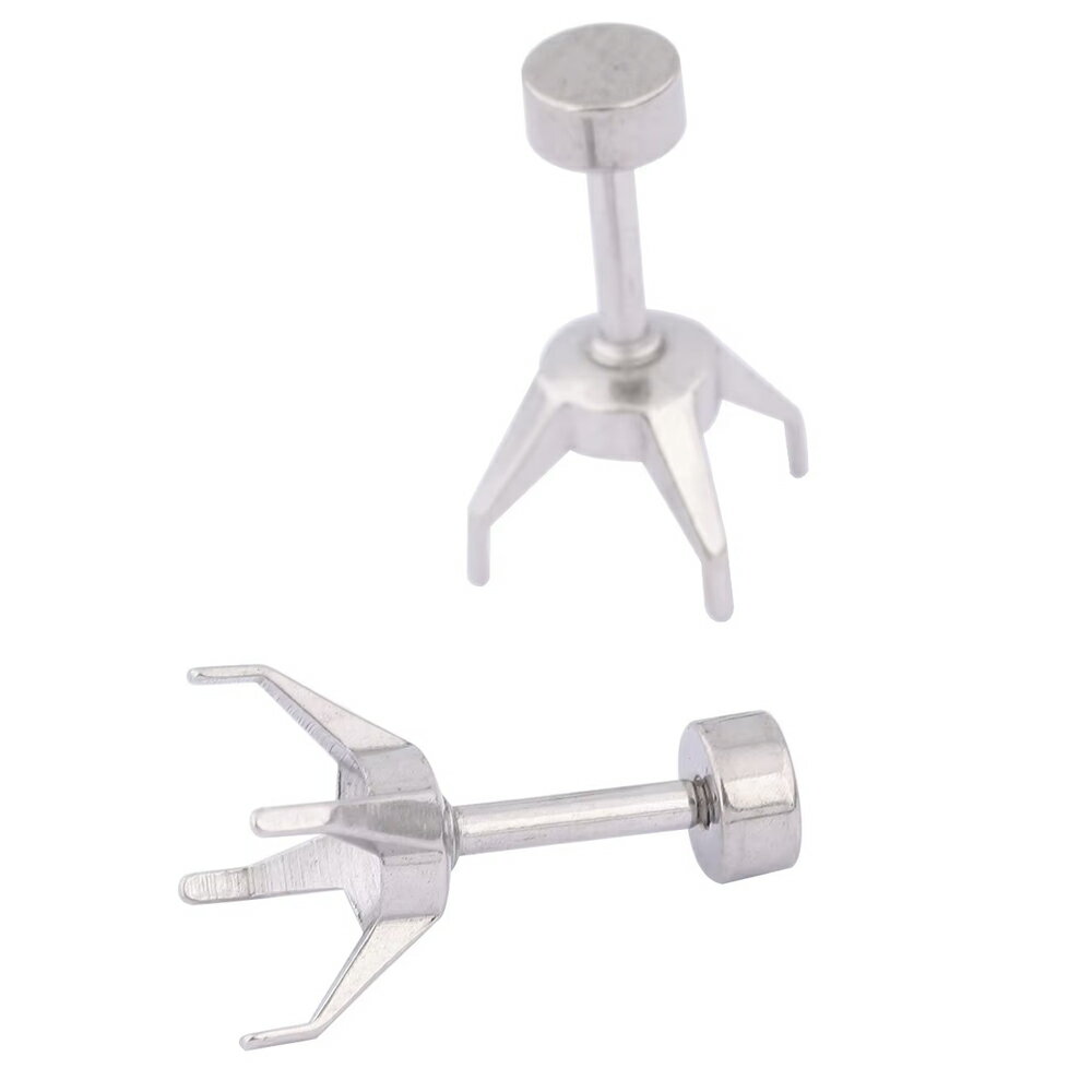 [DIY用 ジュエル・ストーン用 ボディピアス] 4本爪台座 ストレートバーベル 1個販...