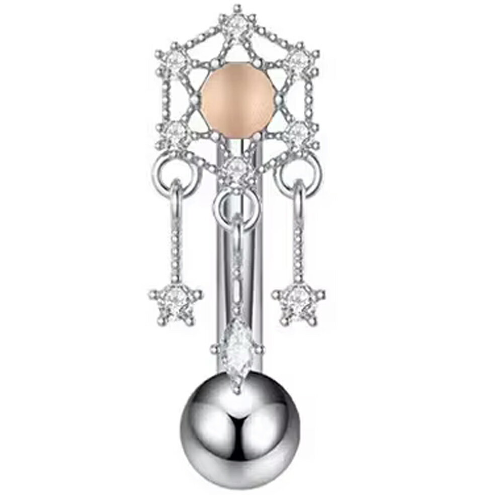 [ 16G 鼻 耳 臍 軟骨 口 ] スターハートジルコン カーブバーベル ボディピアス 16ゲージ ボディピアス 弓矢 三日月 星 揺れる ジュエル ストーン 石付き ジルコニア キラキラ 可愛い 螺子 ネジボール 外ネジ アウトターナル ロック ルーク ダイス スナッグ プレゼント