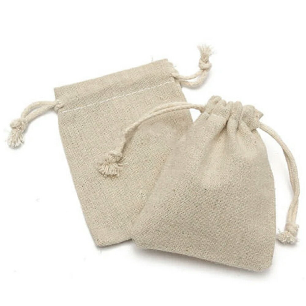 8cm x 10cm コットン 小物 アクセサリーギフト用巾着 5個セット販売 ナチュラルカラー ベージュ 綿 ラッピング用品 ポーチ プレゼント 業務用 店舗...