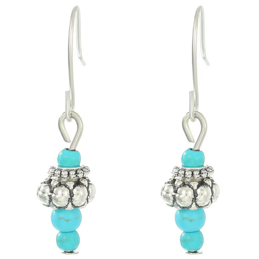 터키석 냄비 후크 귀걸이/1쌍 터키석 12월 탄생석 보헤미안 맨즈 레이디스 인디언 쥬얼리 천연석 흔들리는 골동품 실버 은색 황동 패션 귀걸이 양귀 선물 선물 3개 트리플 작음