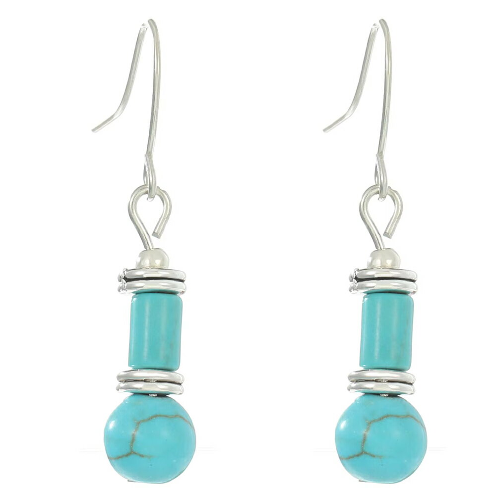 터키석 플라스크 훅 피어스/1 페어 터키석 12월 탄생석 보헤미안 맨즈 레이디스 인디언 쥬얼리 천연석 흔들리는 골동품 실버 은색 황동 패션 피어스 양귀 선물 선물 원형 원주형