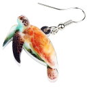 タートル リアルステンレスピアス/1個販売 20G 20ゲージ 海亀 カメ ウミガメ 亀 かめ アニマル 動物 可愛い おもしろ オモシロ サージカルステンレス316L ユニーク メンズ レディース 揺れる フック アクリル プラスティック プレゼント ギフト アメリカンピアス