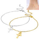 アンククロスチャームステンレスアンクレット (シルバー/ゴールド)1個販売 十字架 金色 銀色 つけっぱなし 丈夫 ラッピング 大人 ボヘミアン インディアンジ...