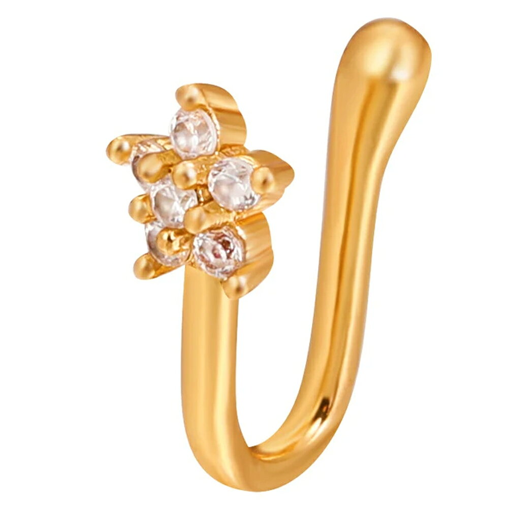 ピアス専門ショップGreen Piercingのスタージュエル ノーズクリップ 1個 星 ストーン ジルコニア クリスタル 石付き キラキラ フェイク鼻ピアス セプタム 耳たぶ 軟骨 イヤーカフ ノンホールピアス メンズ レディース イヤリング 穴あけ不要 開けない ノーズリング フェイクピアス 銀色 シルバー 金色 ゴールド｜アングル2