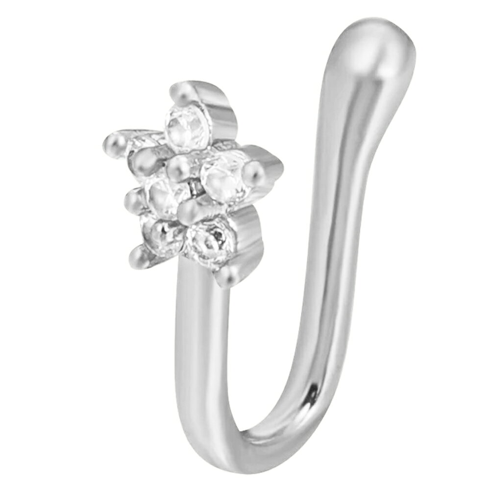 ピアス専門ショップGreen Piercingのスタージュエル ノーズクリップ 1個 星 ストーン ジルコニア クリスタル 石付き キラキラ フェイク鼻ピアス セプタム 耳たぶ 軟骨 イヤーカフ ノンホールピアス メンズ レディース イヤリング 穴あけ不要 開けない ノーズリング フェイクピアス 銀色 シルバー 金色 ゴールド｜アングル3