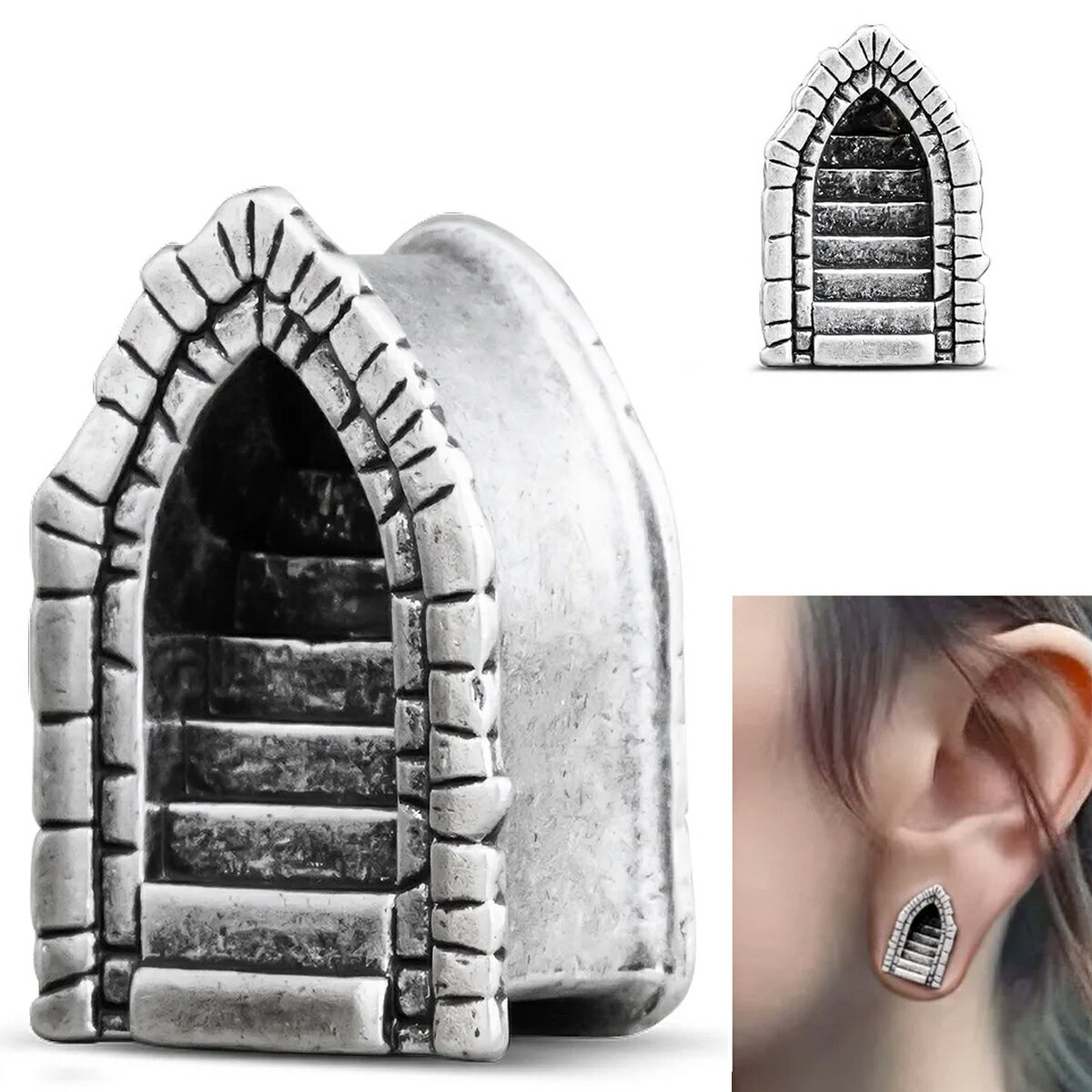 [2G 0G 00G 12mm ボディーピアス] ダンジョンフレア（シルバー） ボディピアス 1個販売 階段 面白い ア..