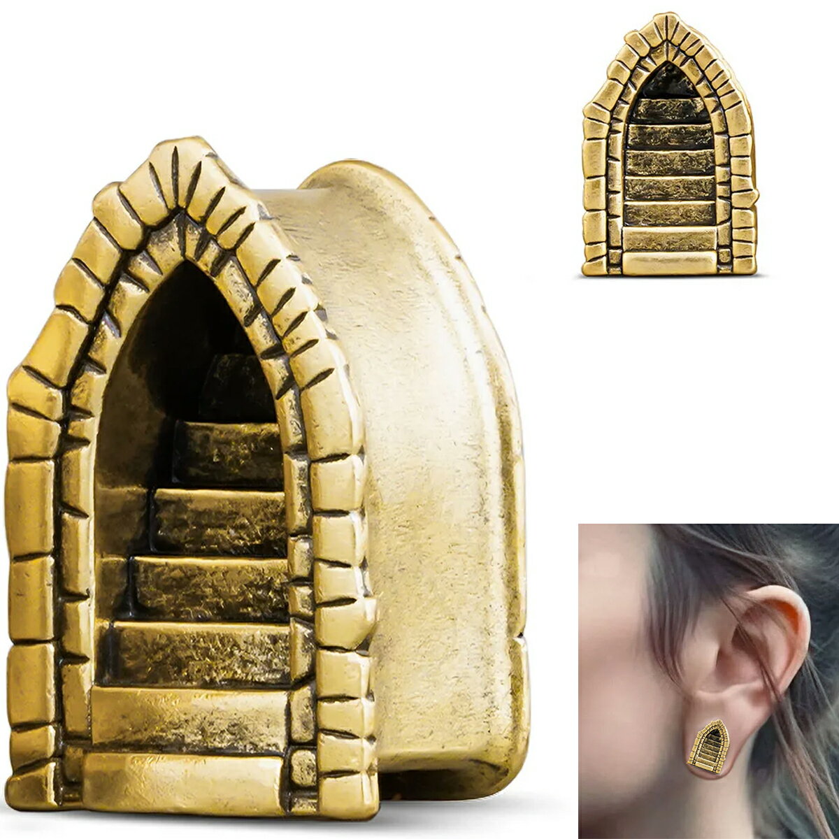 [2G 0G 00G 12mm ボディーピアス] ダンジョンフレア（ゴールド） ボディピアス 1個販売 階段 面白い ア..