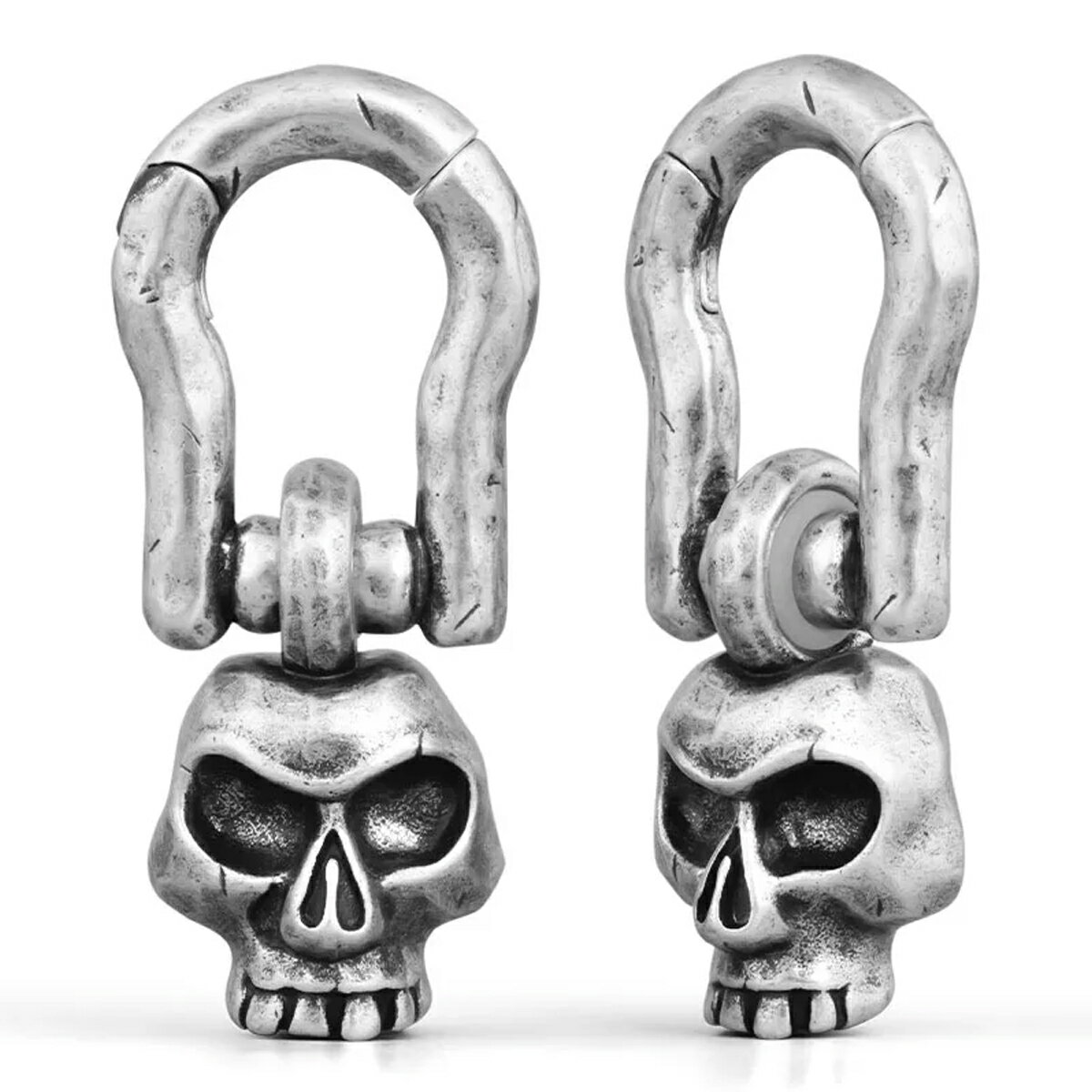 [ 6G キーホルダー型] スカルキーリング型マグネットクリッカー（シルバー） 1個販売 ボディピアス ド..