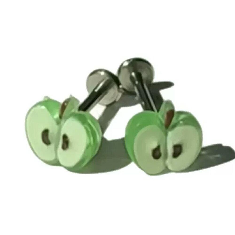 [16G 内ネジ ボディピアス] アップル インターナルラブレット ボディーピアス 1個販売 16ゲージ 青りんご 赤林檎 フルーツ 果物 面白い 可愛い グリーンアップル ユニーク 逆ネジ トラガス 痛くない 口ピアス ステンレス メンズ レディース 軟骨 インタナリー 内ネジ