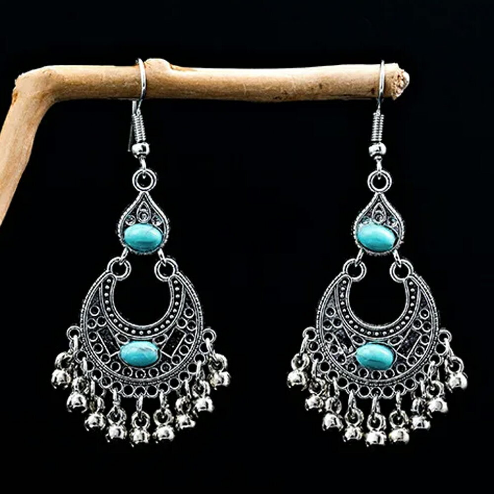 점프터 코이즈 훅 피어스/1 페어 터키석 12월 탄생석 원형 청색 자라 자라 볼 비즈 보헤미안 맨즈 레이디스 천연석 흔들리는 골동품 실버 은색 황동 패션 피어스 양귀 선물 G2