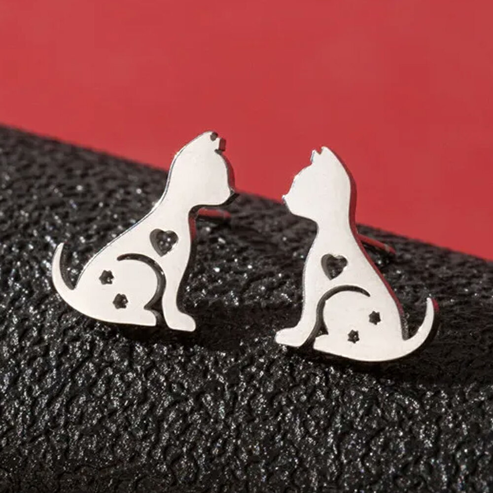 앉은 캣 스테인리스 피어스(1 페어) 양귀 패션 피어스