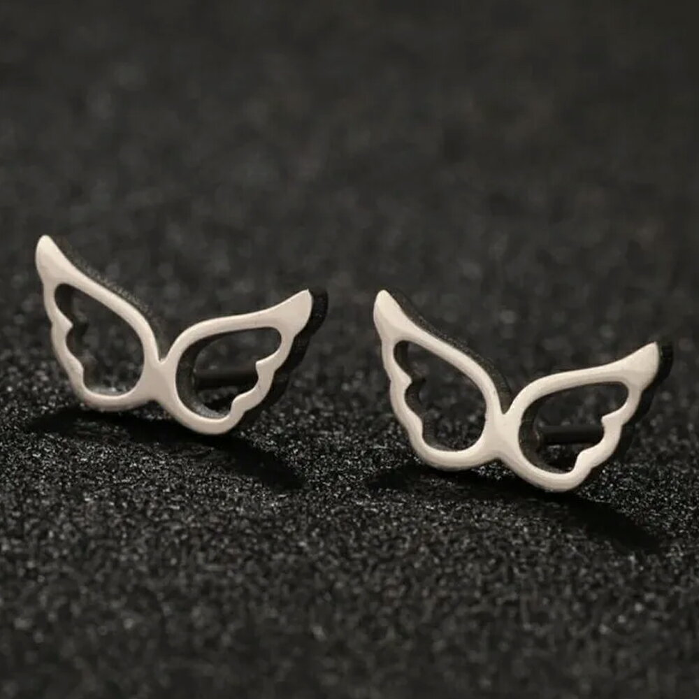 엔젤 윙 스테인레스 스틸 피어싱 (1 쌍) 양귀 패션 피어싱 천사 날개 날개 귀엽다 은색 실버 남성 여성 여성 20G 20 게이지 귀 연골 캐치 피어싱 스터드 피어싱 재미있는 양귀