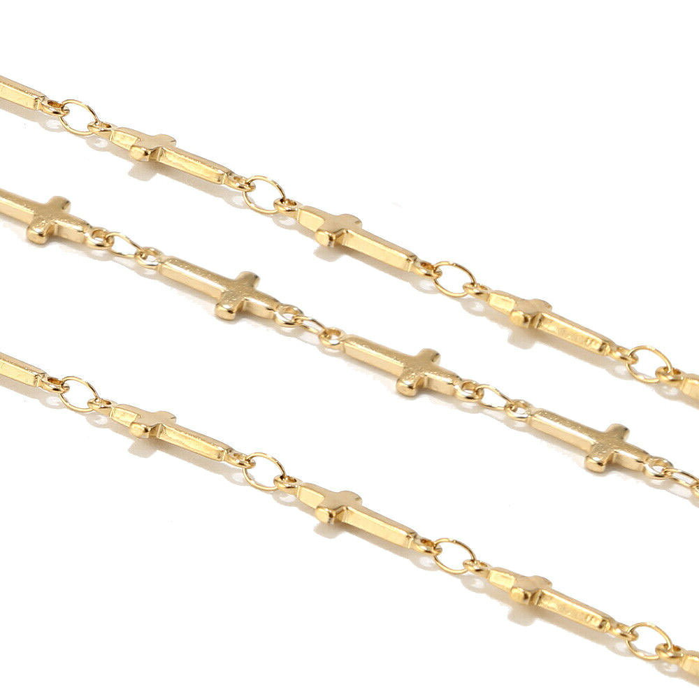 ピアス専門ショップGreen Piercingの5mmx13.5mmゴールドクロスステンレスチェーン 10cm単位 ステンレス製 DIY 金色 ネックレス ブレスレット アンクレット パーツ 量り売り チョーカー 細い シンプル 計り売り 手作り ハンドメイド メンズ レディース ばら売り 十字架 金具 クラフト 部品 修理 自分で作る｜アングル2