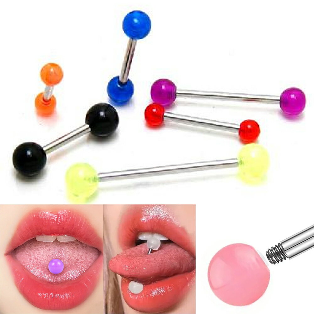 [14G ボディピアス] アクリルボール ストレートバーベル 1個販売 14ゲージ 舌ピアス ベロピアス 耳 イヤーロブ 軟骨 ヘリックス コンク メンズ レディース サージカルステンレス316L 外ネジ アウトターナル プレゼント シンプル 彼氏 彼女 ボディーピアス