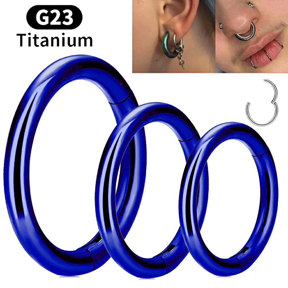 Titanium - [12G 10G 8G 6G 4G アナダイズド チタングレード23 ] ダークブルー チタンクリッカーセグメント ボディピアス 1個販売 発色 青色 12ゲージ 10ゲージ 8ゲージ 6ゲージ 4ゲージ耳 鼻 乳首 セプタム メンズ レディース 軟骨 ヘリックス シームレス ボディーピアス リング型
