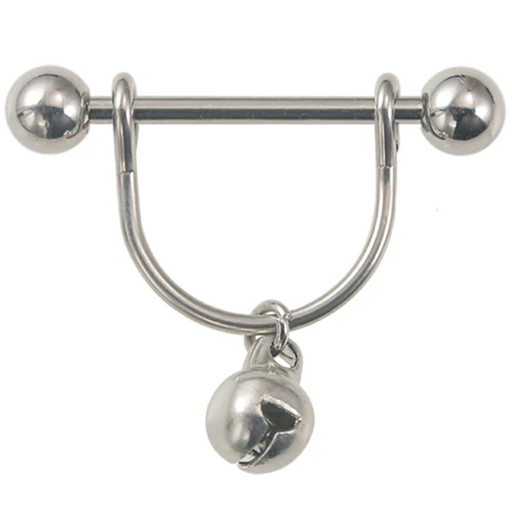 [ 14G ニップル ヘリックス ] ベルチャーム シールド ストレートバーベル 1個販売 14ゲージ 軟骨 乳首 胸 耳 乳輪 ボディピアス メンズ レディース サージカルステンレス316L 揺れる ボディーピアス おもしろ 面白い スズ ユニーク 鈴 音が鳴る 別売り16Gに変更可能