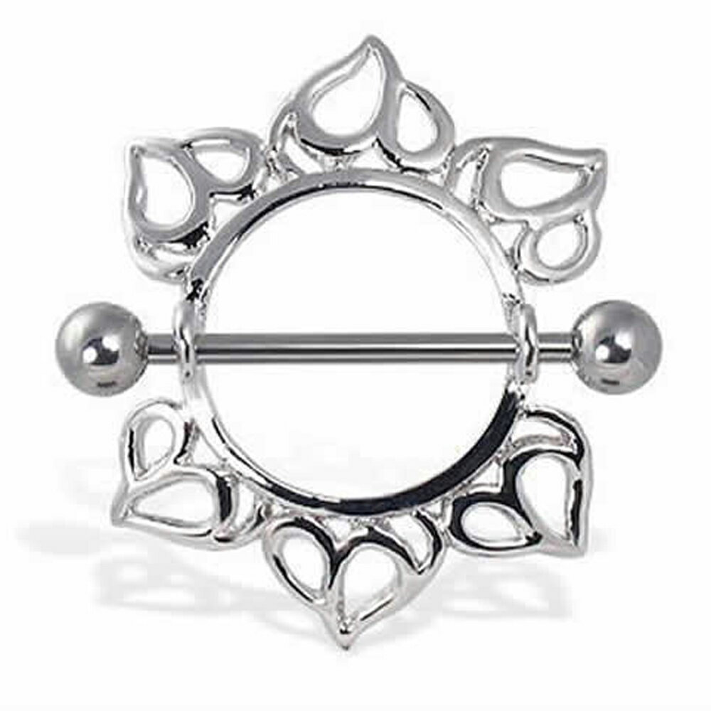 [ 14G ニップル 乳首 ] ハートトライバルニップルピアス ストレートバーベル シールド 14ゲージ 胸 乳輪 ボディピアス メンズ レディース サージカルステンレス316L ボディーピアス 乳首ピアス ジュエリー 激安 アクセサリー 別売り16Gに変更可能