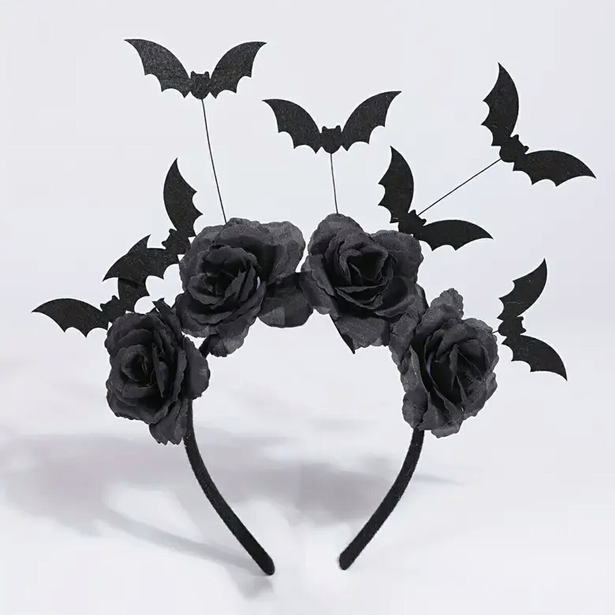 コスプレ カチューシャ ヘアバンド ユニーク 髪飾り ブラック 黒色 薔薇 ローズ 花 フラワー こうもり バット 吸血鬼 蝙蝠 バンパイア バンパイヤ 仮装 ハロウィーン ハロウィン レディース メンズ ゴシック 大人 面白い ユニーク