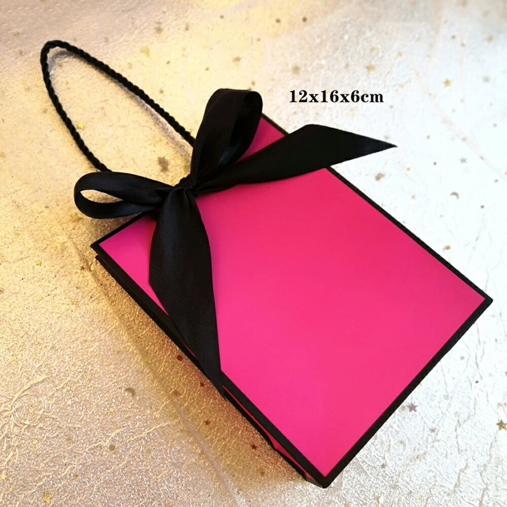 16cmx12cmx6cm リボン付きギフト用手提げペーパーバック（ピンク） 1個販売 紙袋 ...