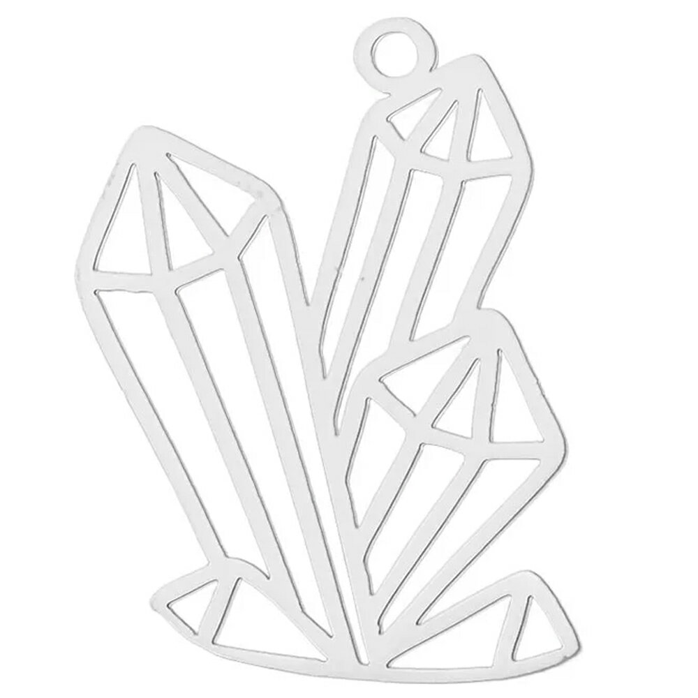 クリスタル ステンレスパーツ 1個販売 結晶 洞窟 宝石 揺れる サージカルステンレス316L チャームパー..