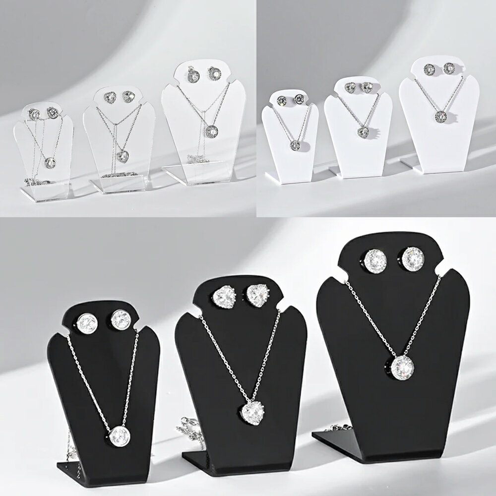 ピアスネックレス用ジュエリースタンド 3個セット販売 ホワイト 白色 ブラック 黒色 クリア 透明 ピアススタンド ネックレススタンド 撮影用 店舗用 ディスプ...