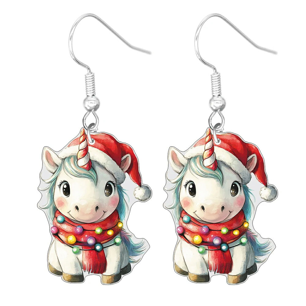 樂天商城 - クリスマスユニコーン リアルステンレスピアス/1ペア販売 20G 20ゲージ 一角獣 ペガサス オーナメント風 おもしろい オモシロ サージカルステンレス316L メンズ レディース 揺れる フックピアス アメリカンピアス アクリル プレゼント