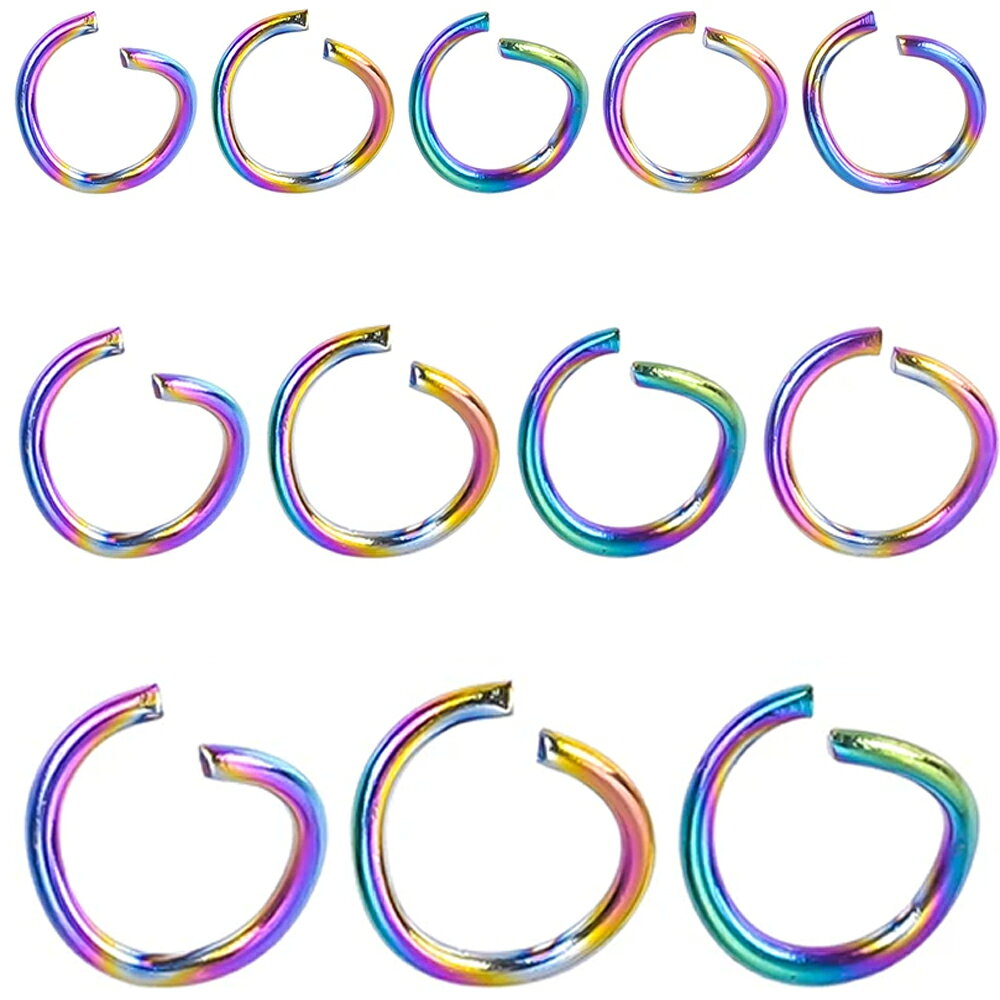 Rakuten - [3.5mm 4mm 5mm 6mm 8mm 10mm] レインボーステンレス丸カン 10個販売 サージカルステンレス316L マルカン 丸環 ハンドメイド DIY ステンレスパーツ つなぐ アクセサリー チャーム 修理 わっか 輪っか ワッカ 接続 金具 材料 連結 5mm 5ミリ 部品 クラフト 手作り